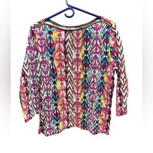 Rafaella Multicolor Ikat Print Blouse sz xl